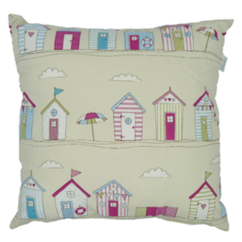 Beach Hut, Pink - (45cm x 45cm) Cushion - Image 3